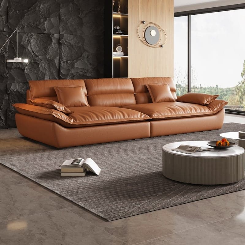Contemporary Scratch-tolerant Solid Color Standard Sofa in Dark Gray/White/Light Blue, Seats 5 with 2 Pillows thumbnail 2