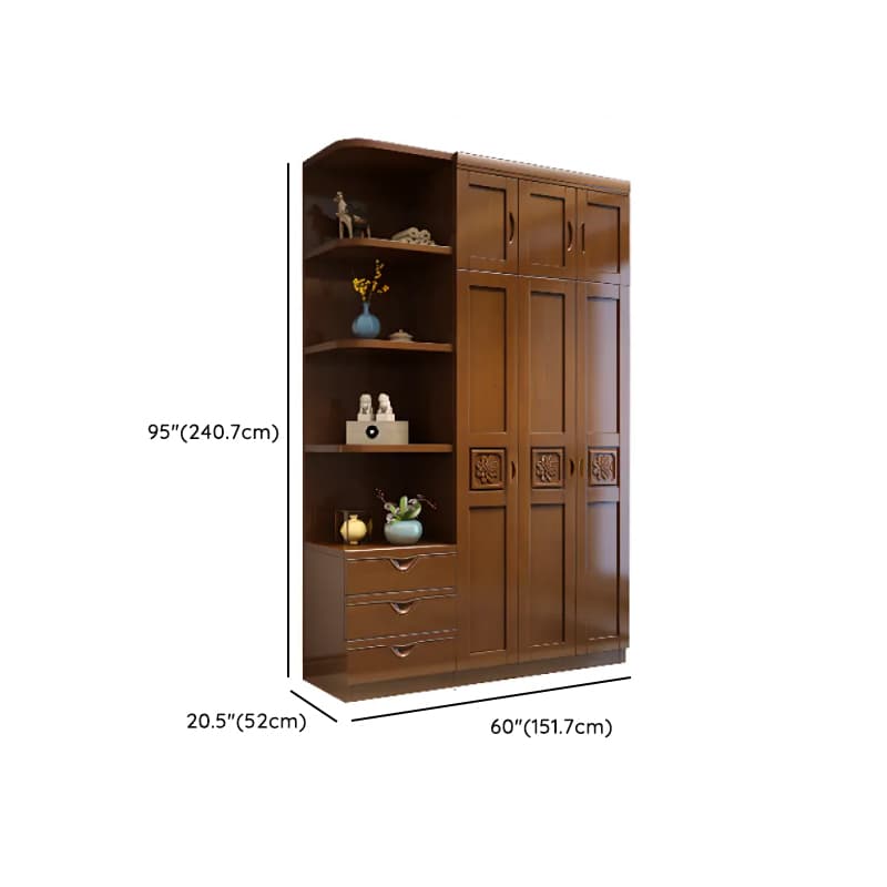 Vintage Sepia Lumber Wardrobe with Soft Close Drawer, Soft Close Door, Interior Shelves, and Hanging Rod thumbnail 29