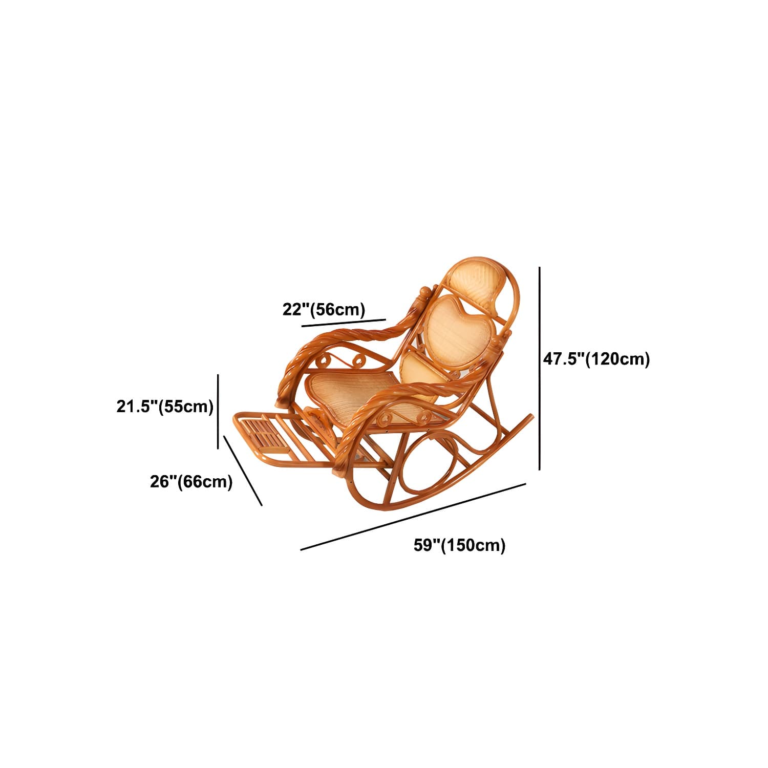 Mid Century Modern Recliner Chair Rattan/Wicker Recliner Chair for Living Room thumbnail 28