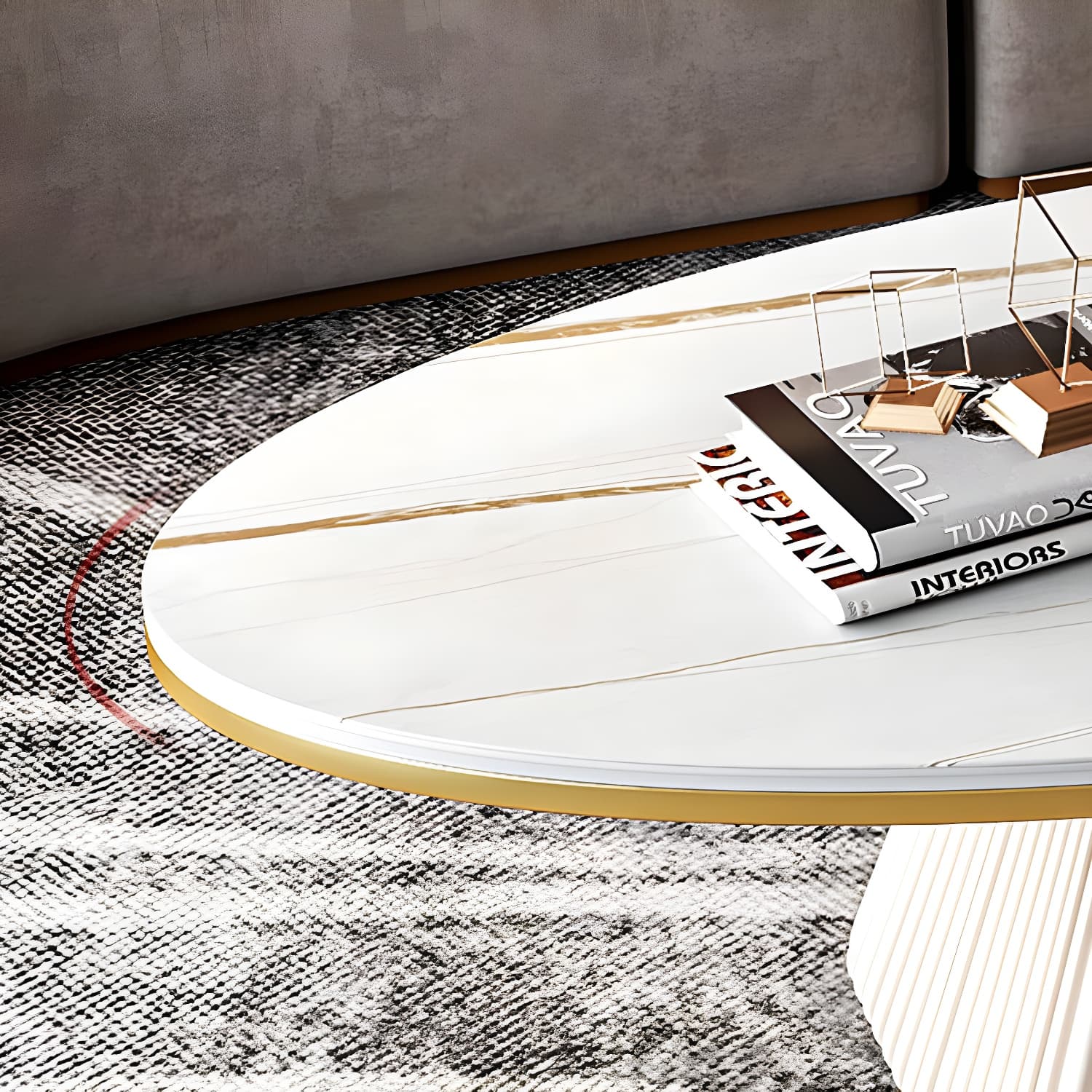 Glam Single Coffee Table Oval Pedestal Coffee Cocktail Table thumbnail 9