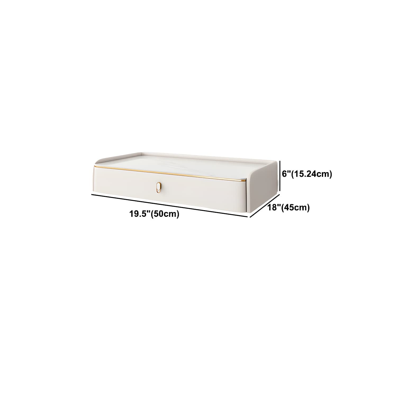 Glam Style Off-white Slate Countertop Wall Mounted with 1/2 Drawer Dresser thumbnail 14