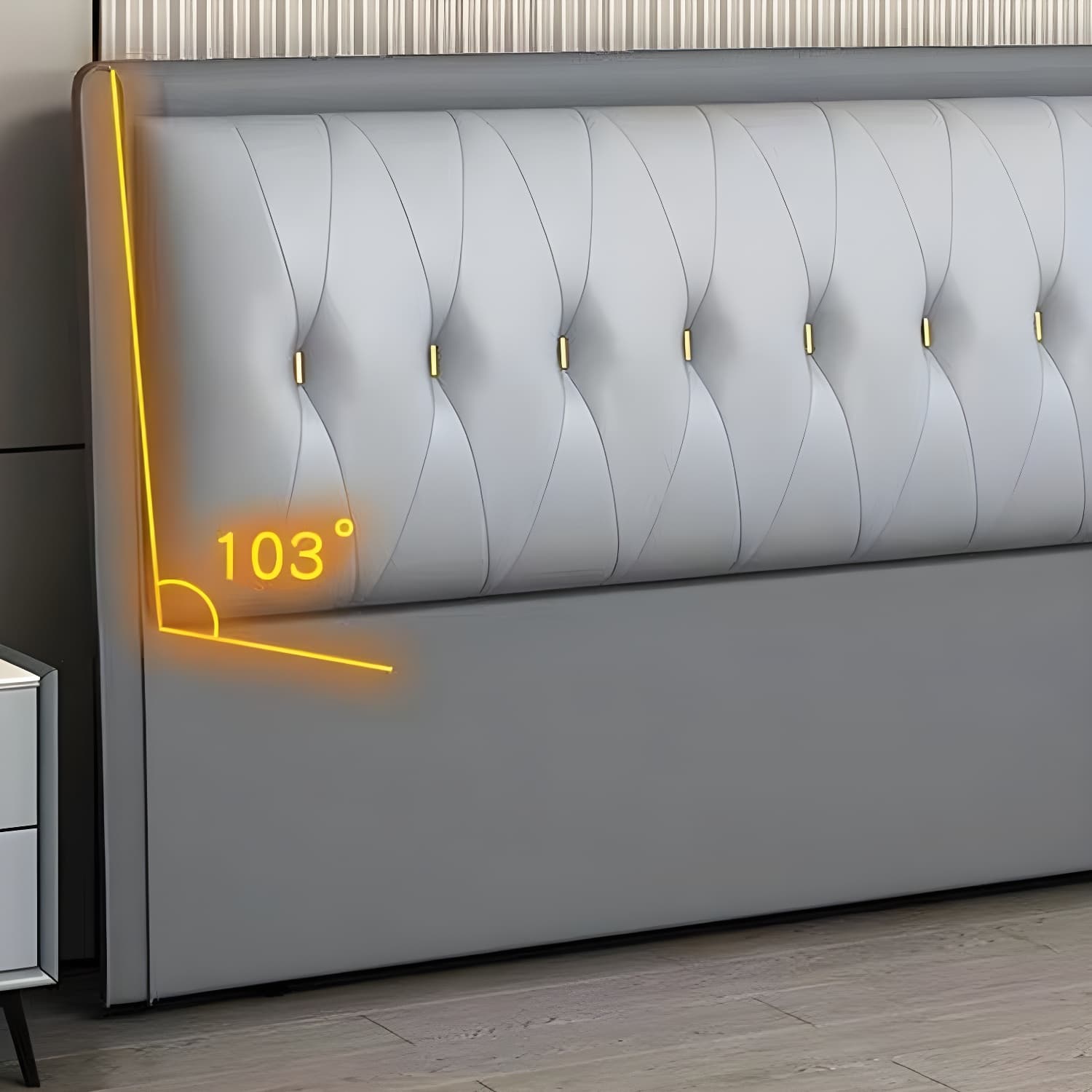 Contemporary Headboard Bed with Tufted Leather Upholstery in Rectangular thumbnail 17