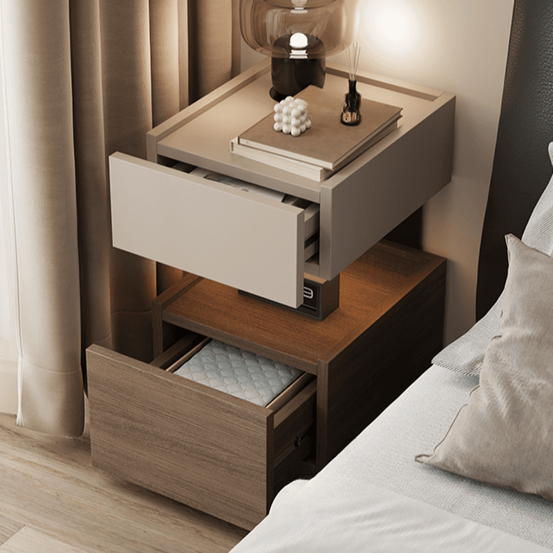 Modish Nightstand With Drawer Organization Featuring 2 Drawers, 1 Shelf, and Lumber Countertop thumbnail 10