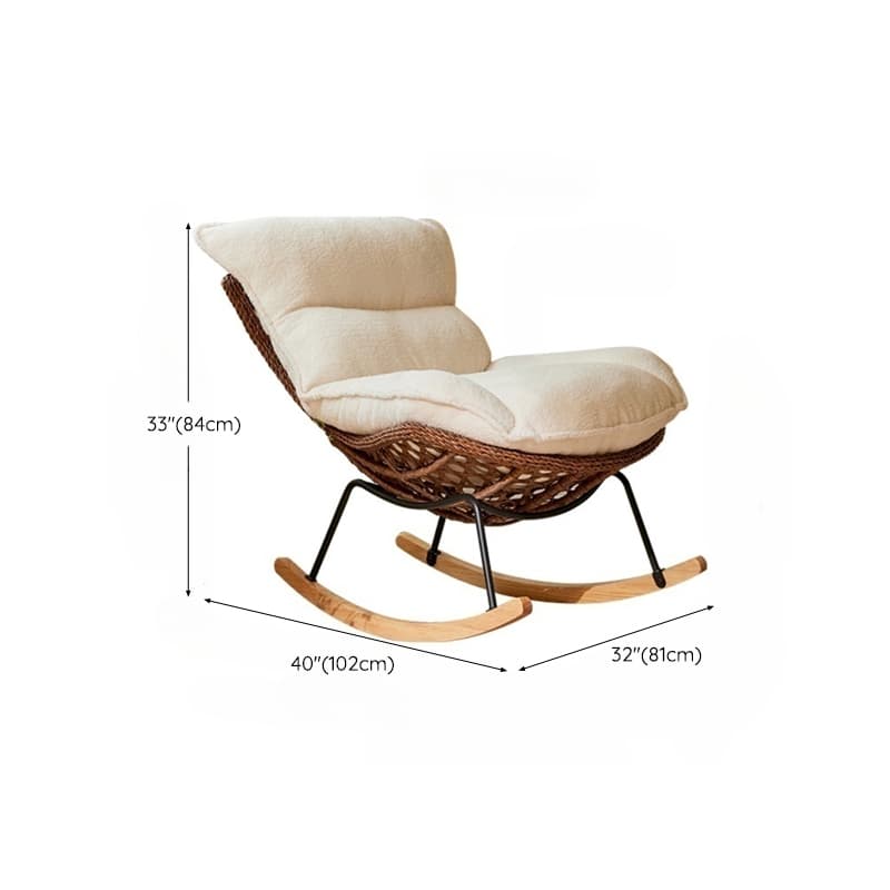 Traditional Armless Design Indoor Rocking Chair with rattan Frame and Nature Wood Legs thumbnail 28