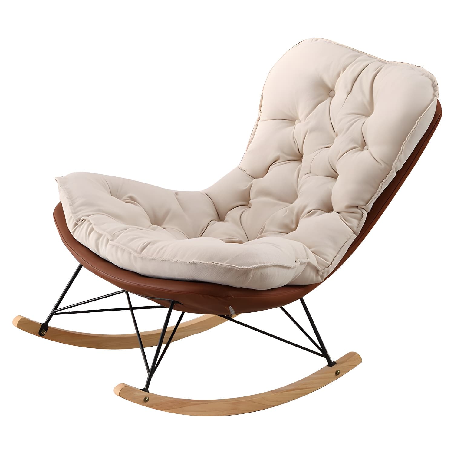 Contemporary Rocking Chair Upholstered Tufted Cushions with Light Legs Glider thumbnail 12
