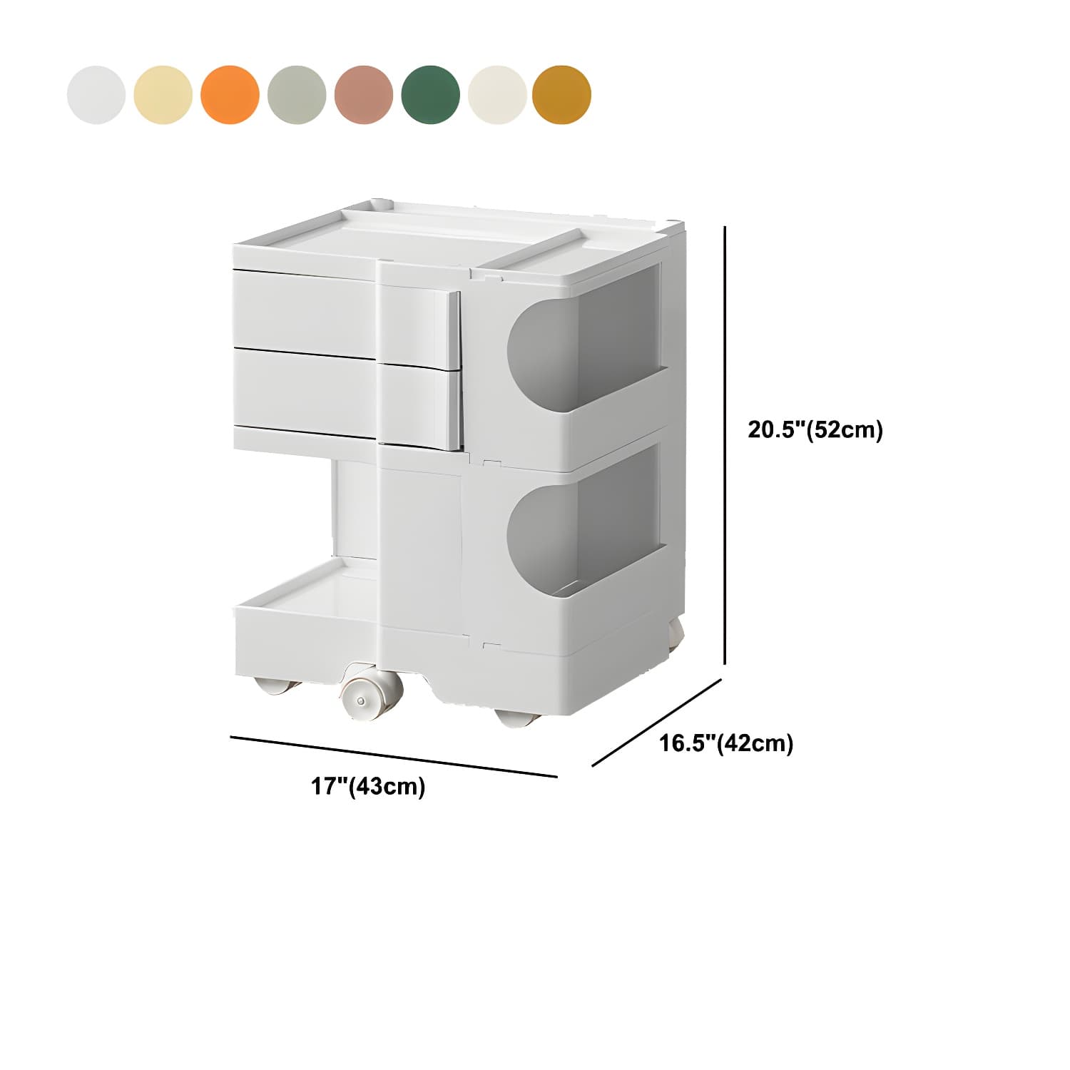 Modern Plastic Night Table Open Storage Night Stand with Wheels thumbnail 23