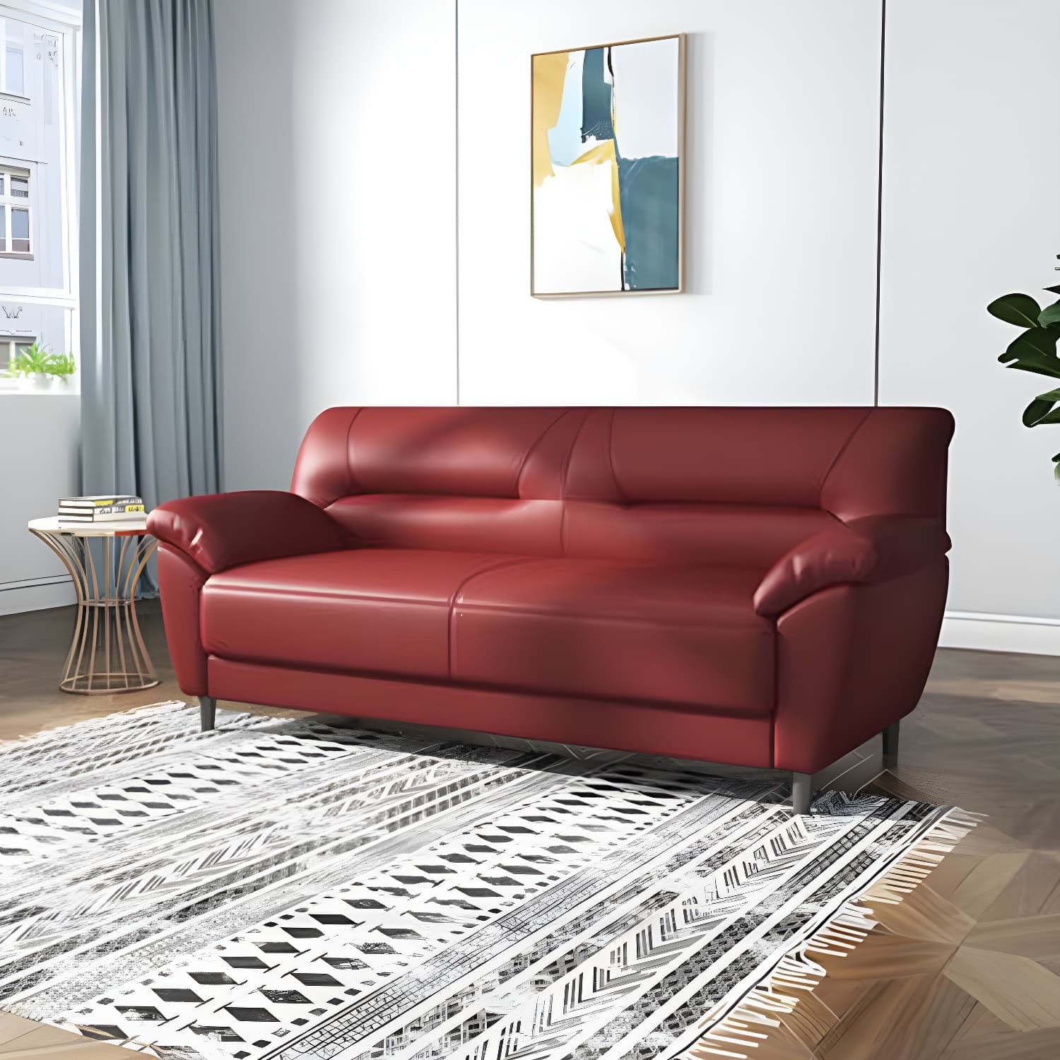 Leather Modern 2/3-seat Pillow Top Arm Sofa 70.87"/55.12" W Sewn Pillow Back Sofa thumbnail 7