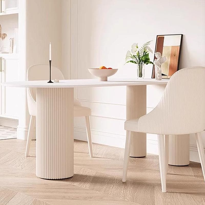 White Stone Surface 75cm Modern Kitchen & Dining Table with Metal Legs thumbnail 4