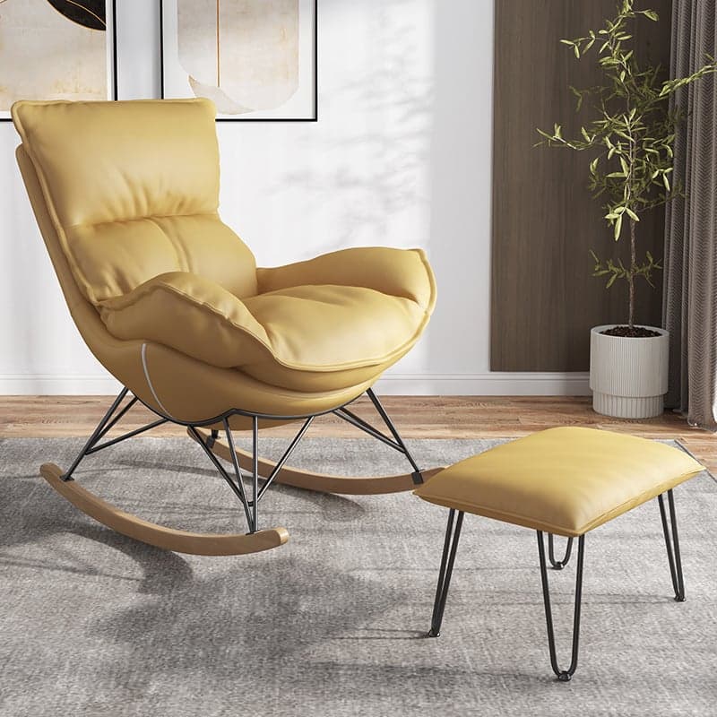 Modern Water Proof Cerulean/Dove Grey/Olive Green Upholstered Living Room Rocking Chair with Upholstered Footstool thumbnail 8