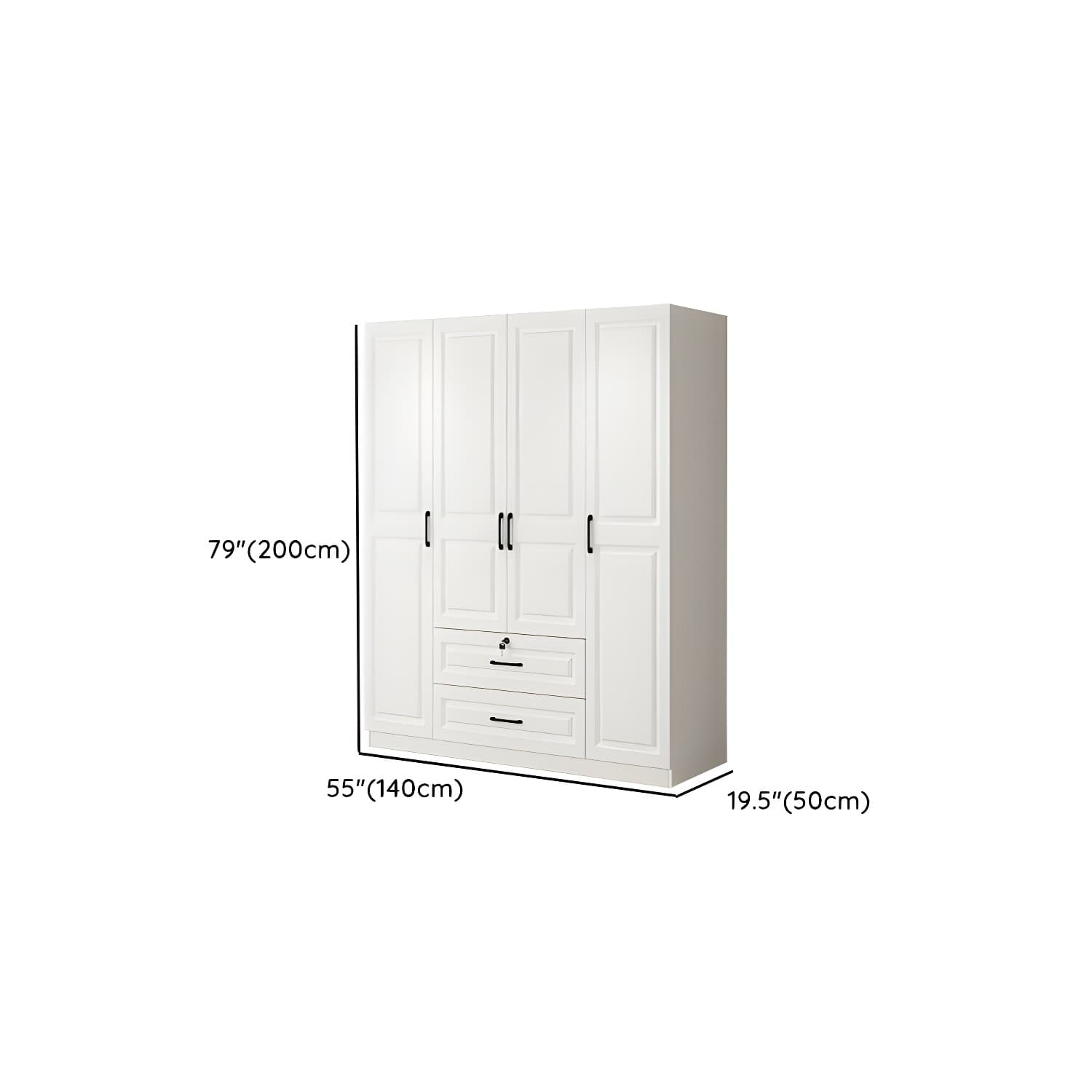 White Wood Wardrobe Armoire with Drawers, Shelves, and Clothing Rod thumbnail 13