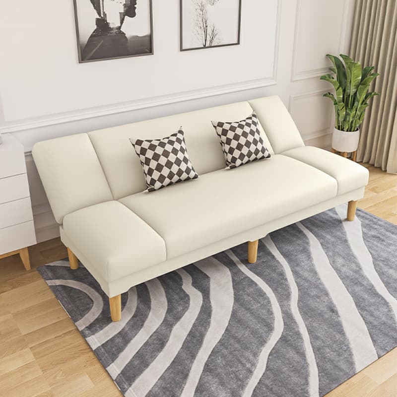Scandinavian Armless Sleeper Sofa, Light Wood, Foam Filling, Includes Pillows thumbnail 19