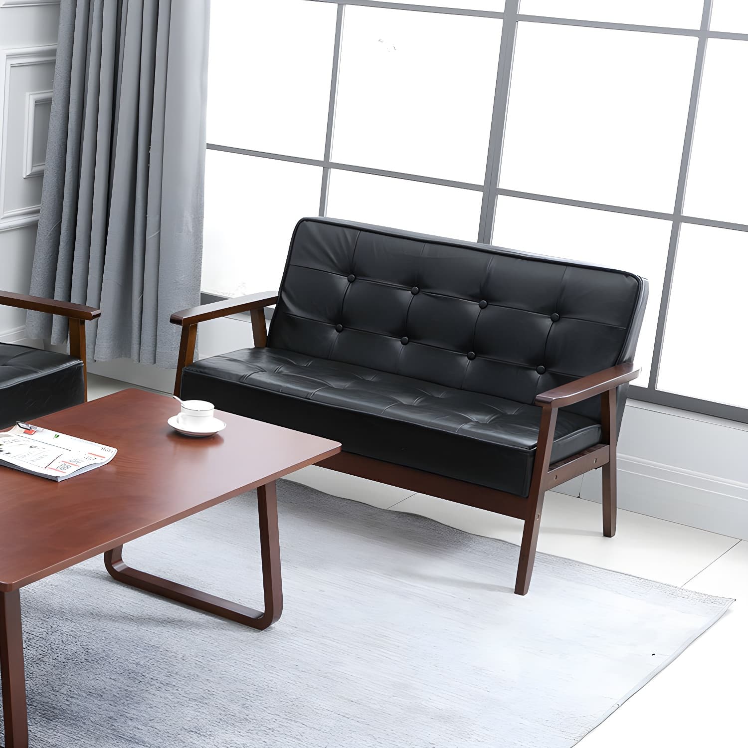 Modern Wood Frame Tufted Back Sofa with Cotton Seat Sleek and Stylish Seating thumbnail 12