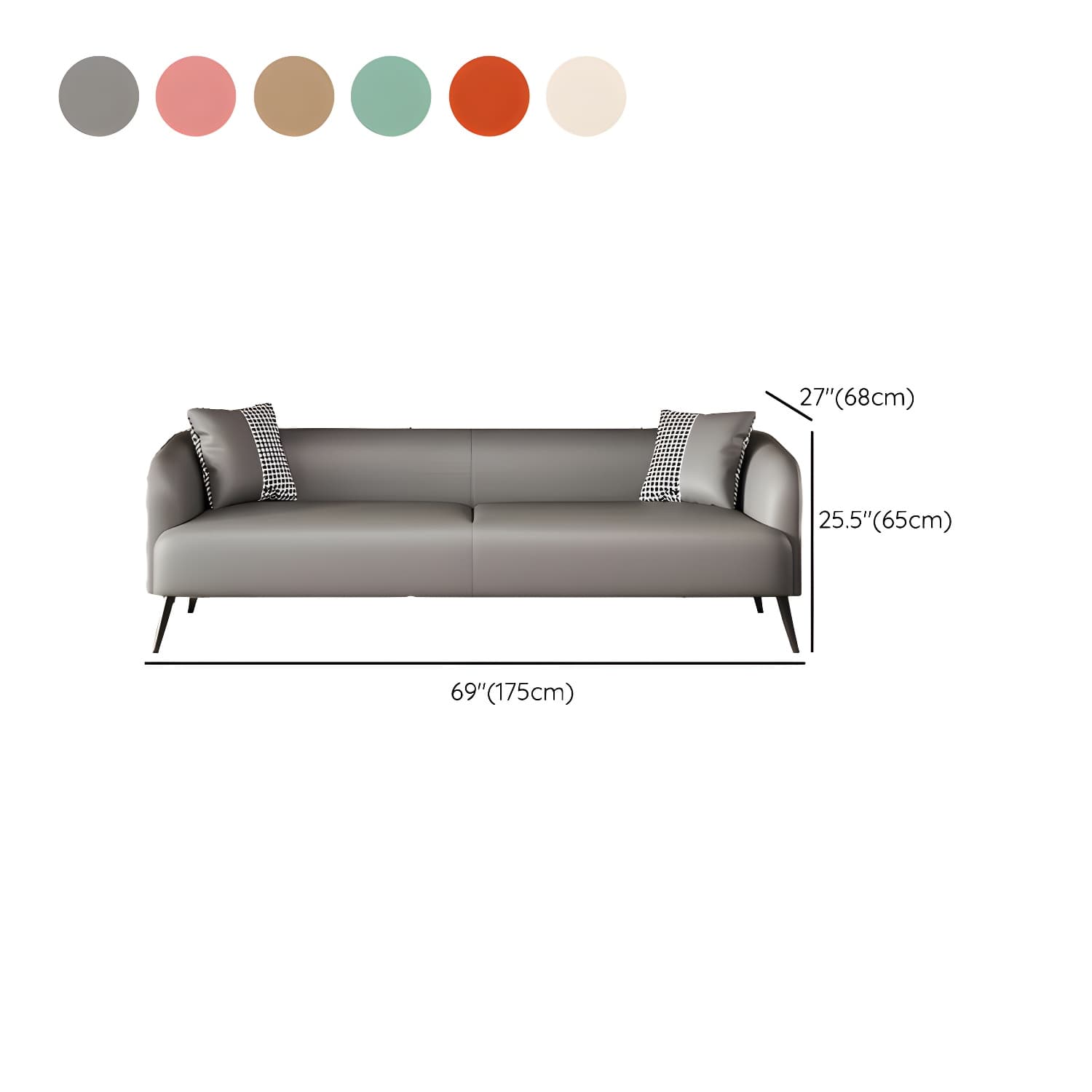 3-Seater Modern 69" L Standard Sofa with Tight Back for Living Room thumbnail 20