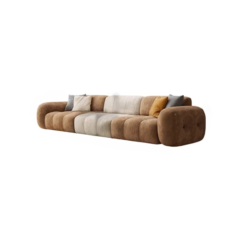 Channel Back L-Shape/Straight Right Hand Facing/Horizontal Sofa Recliner/Sofa Couch in Brown/Beige with Concealed Support & Pine Wood Frame for Living Room thumbnail 14