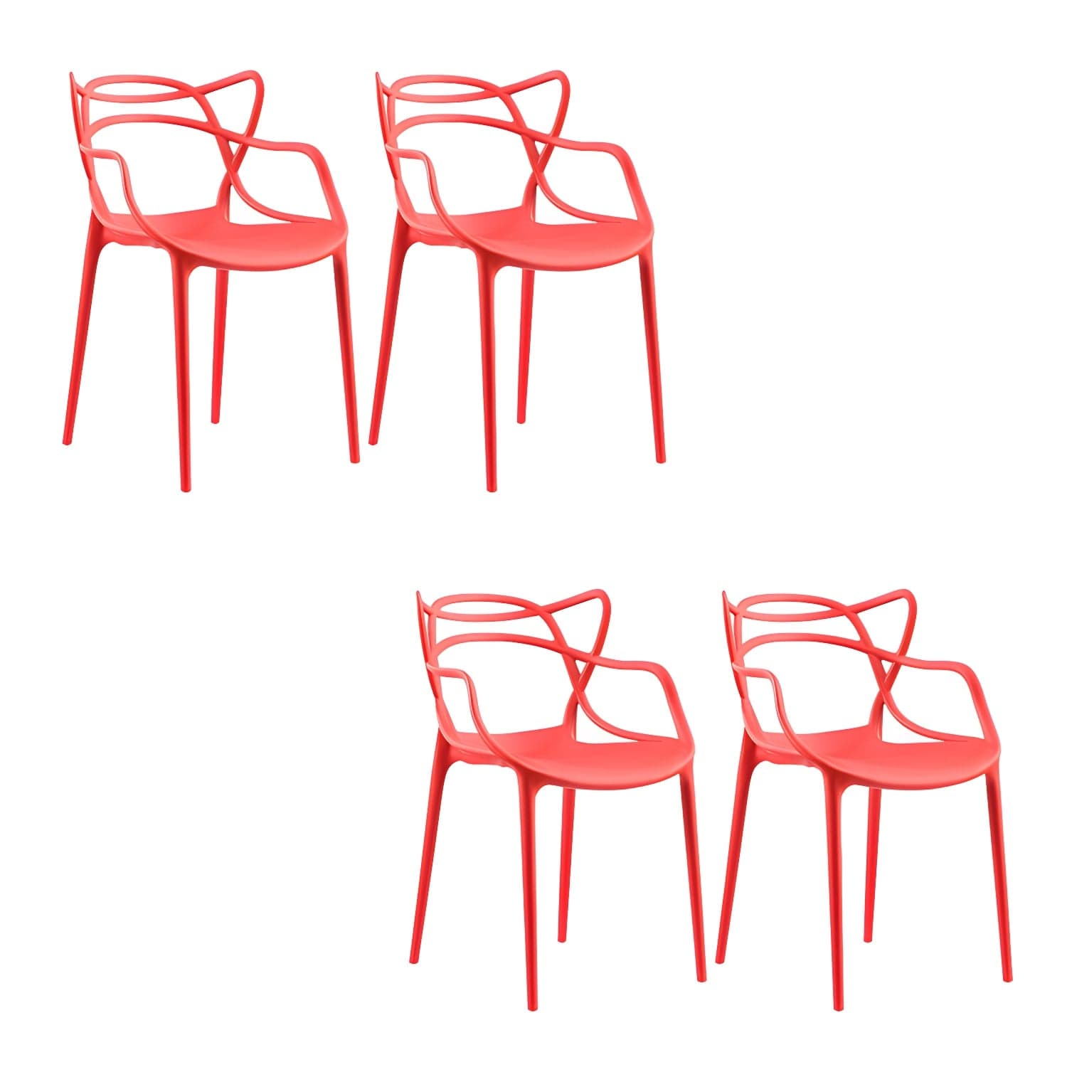 Open Back Dining Arm Chair Modern Indoor-Outdoor Plastic Chair thumbnail 6
