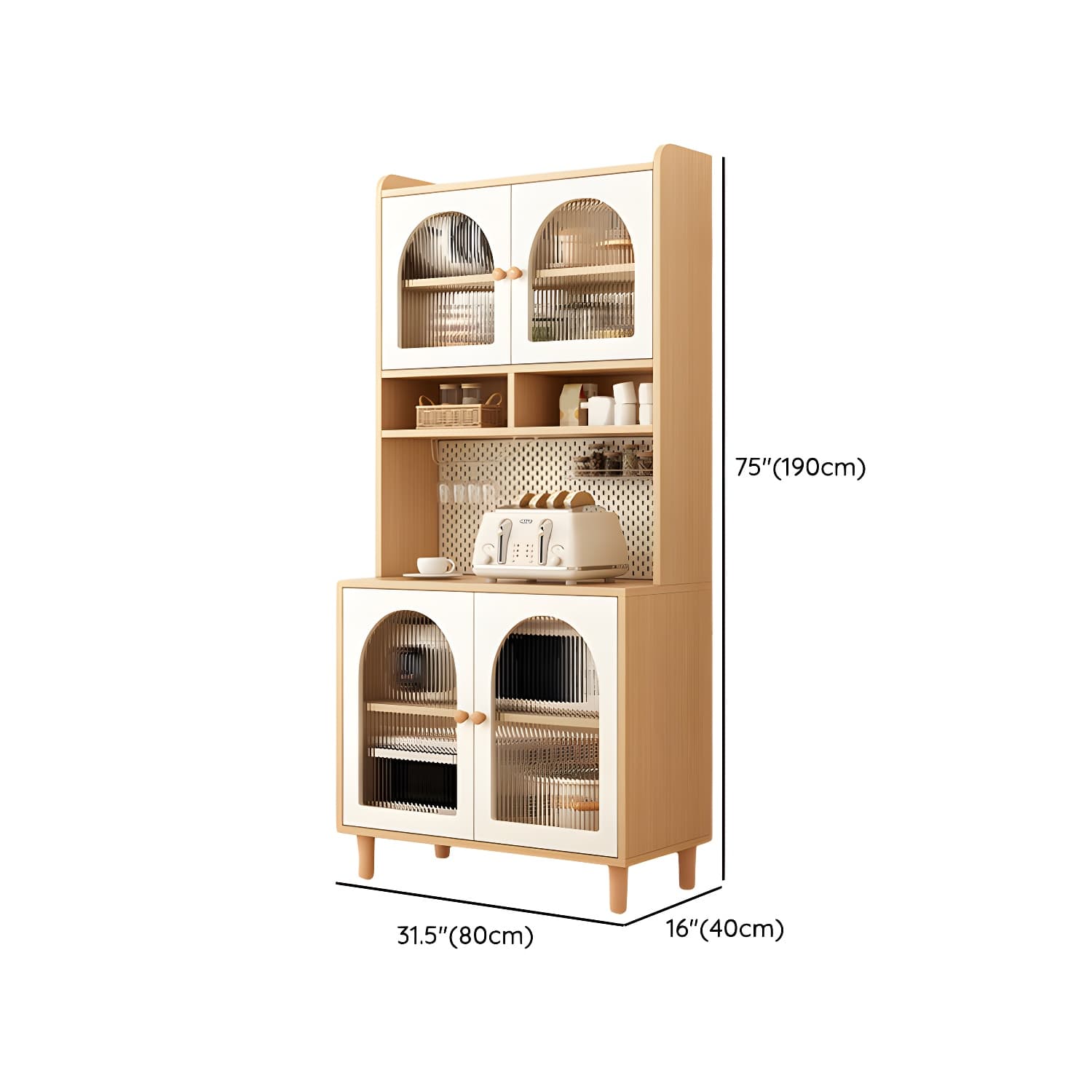 Scandinavian Wood Buffet 3 Cabinet Doors with Glass Interior Shelves thumbnail 27