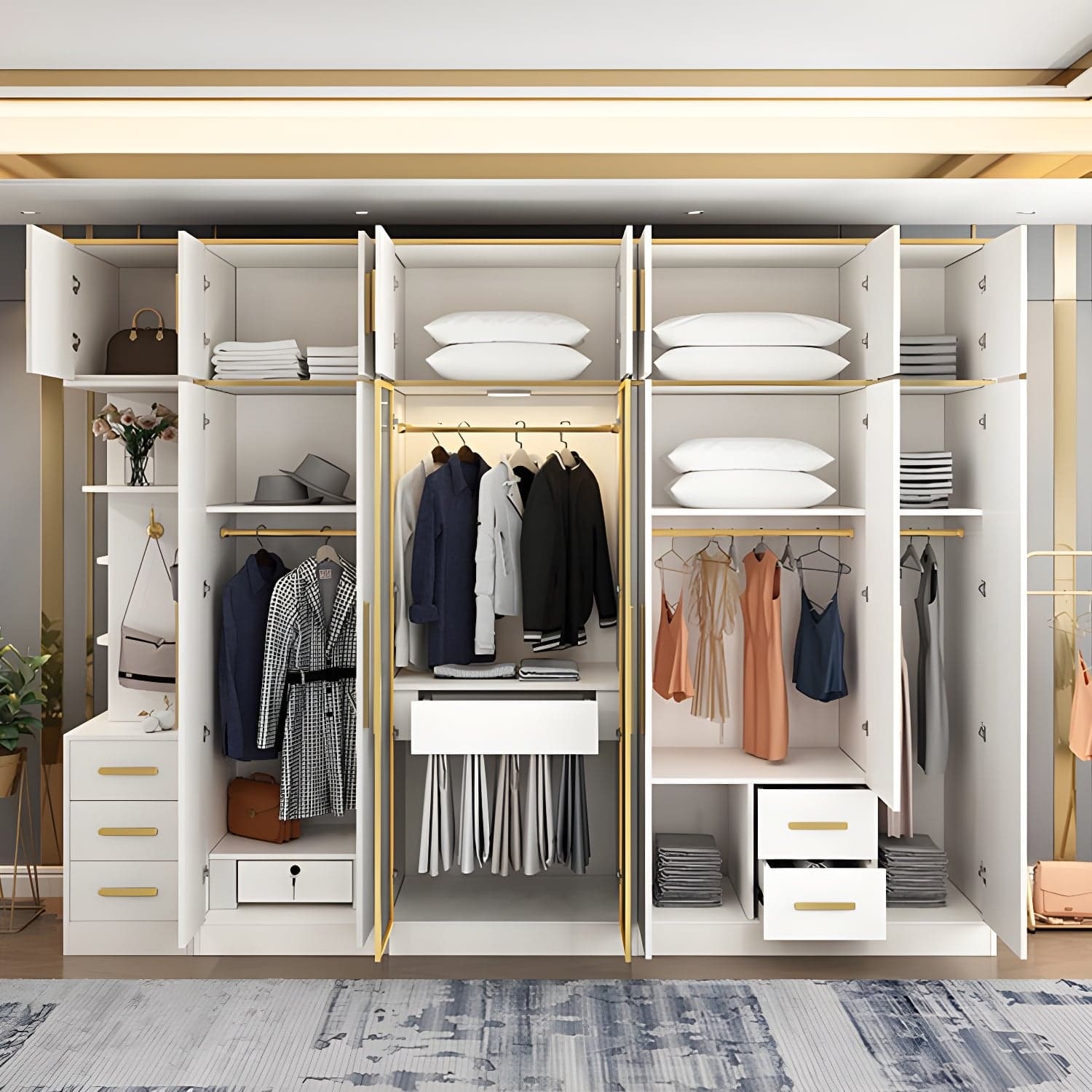 Contemporary Style Wardrobe Wooden Wardrobe Closet with Drawer thumbnail 8
