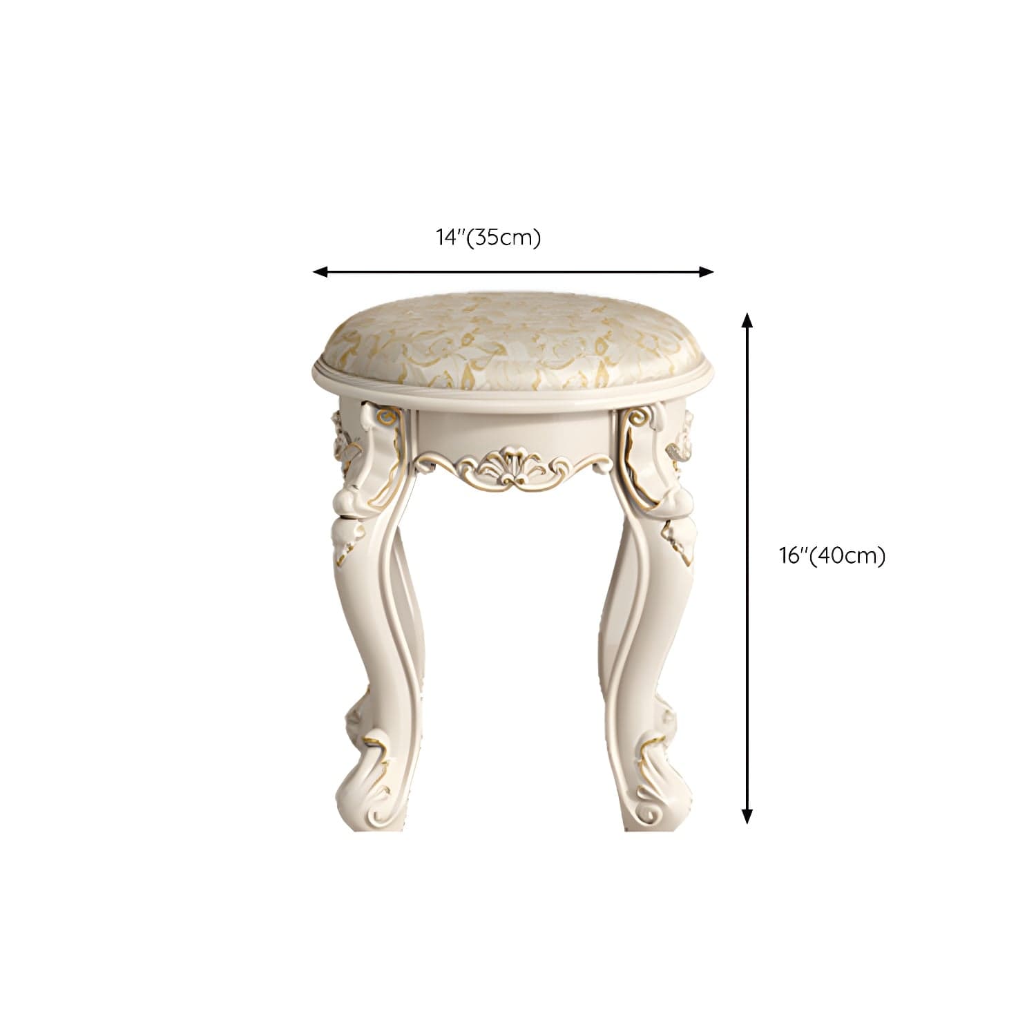Elegant White Victorian Makeup Vanity Set with Wood Top & Mirror & Drawers & Upholstered Chair thumbnail 11