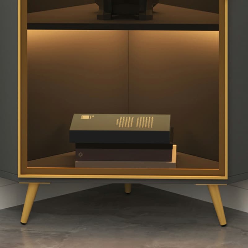 Golden Metal Corner Accent Cabinet with Glass Doors & Lighting Included thumbnail 10