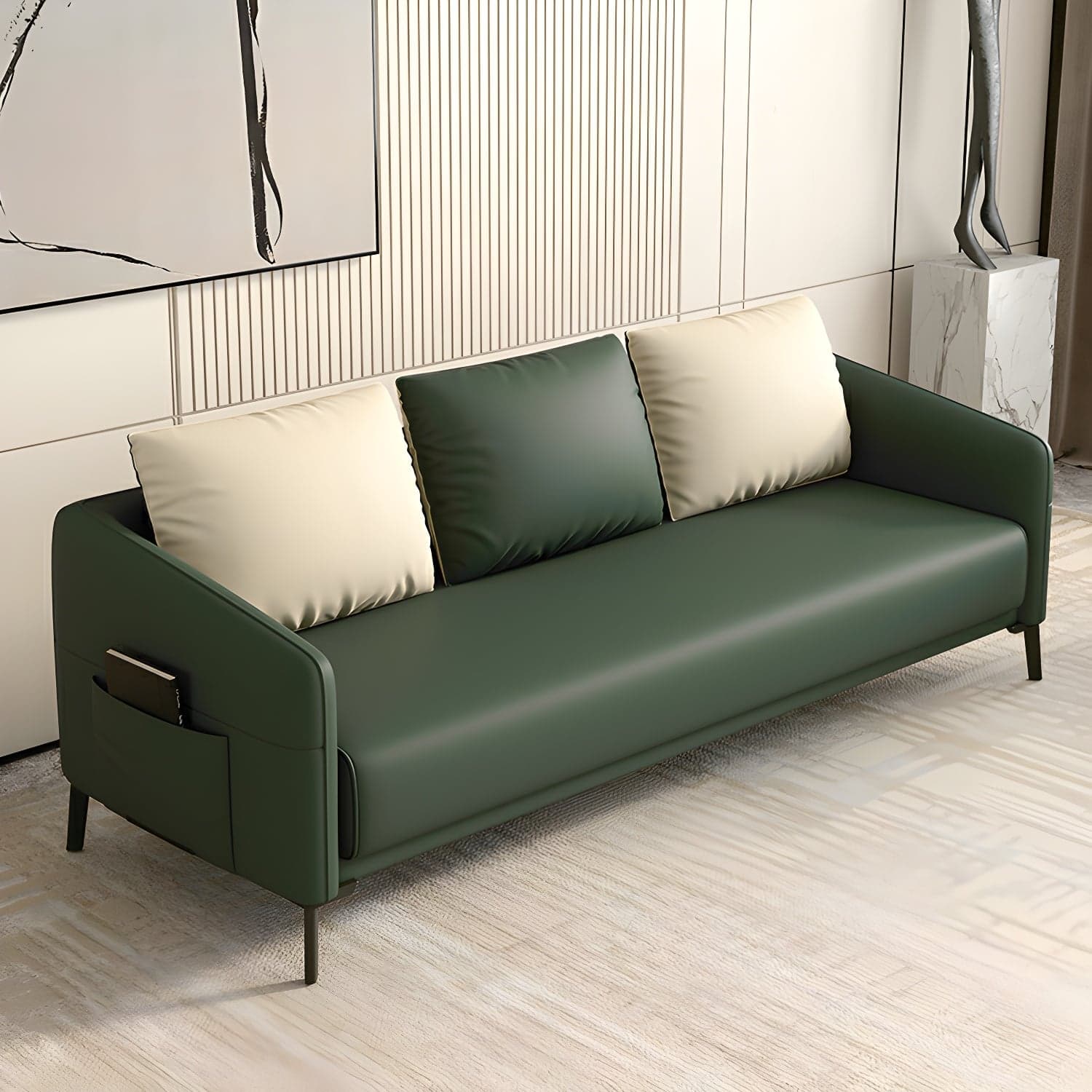 Modern Wood Frame Standard Sofa with Square Arms in Solid Color & Tear Resistant thumbnail 3