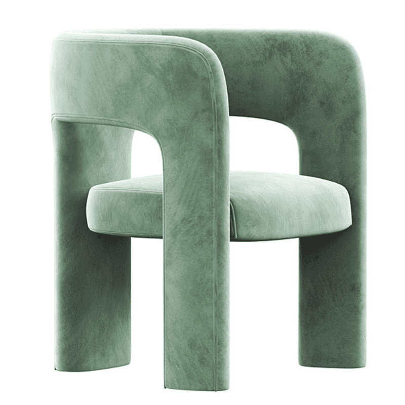 Soft-pile Fabric Upholstered Secure Outlined Arm Chair with Curved Back and Dark Blue/Light Green/Blush Legs in a Nordic Style thumbnail 7