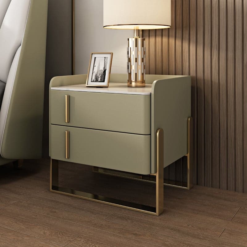 Nightstand With Drawer Organization with Leg, 2 Drawers and Stone Counter Top in a Casual Style thumbnail 8