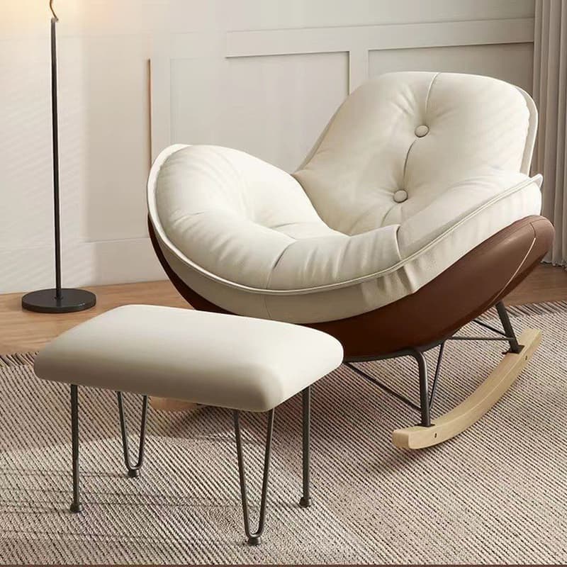 Modern Butter Color/Grey/Auburn Upholstered Padded Rocking Seat with Flared Arm, Scratch-repellent thumbnail 14