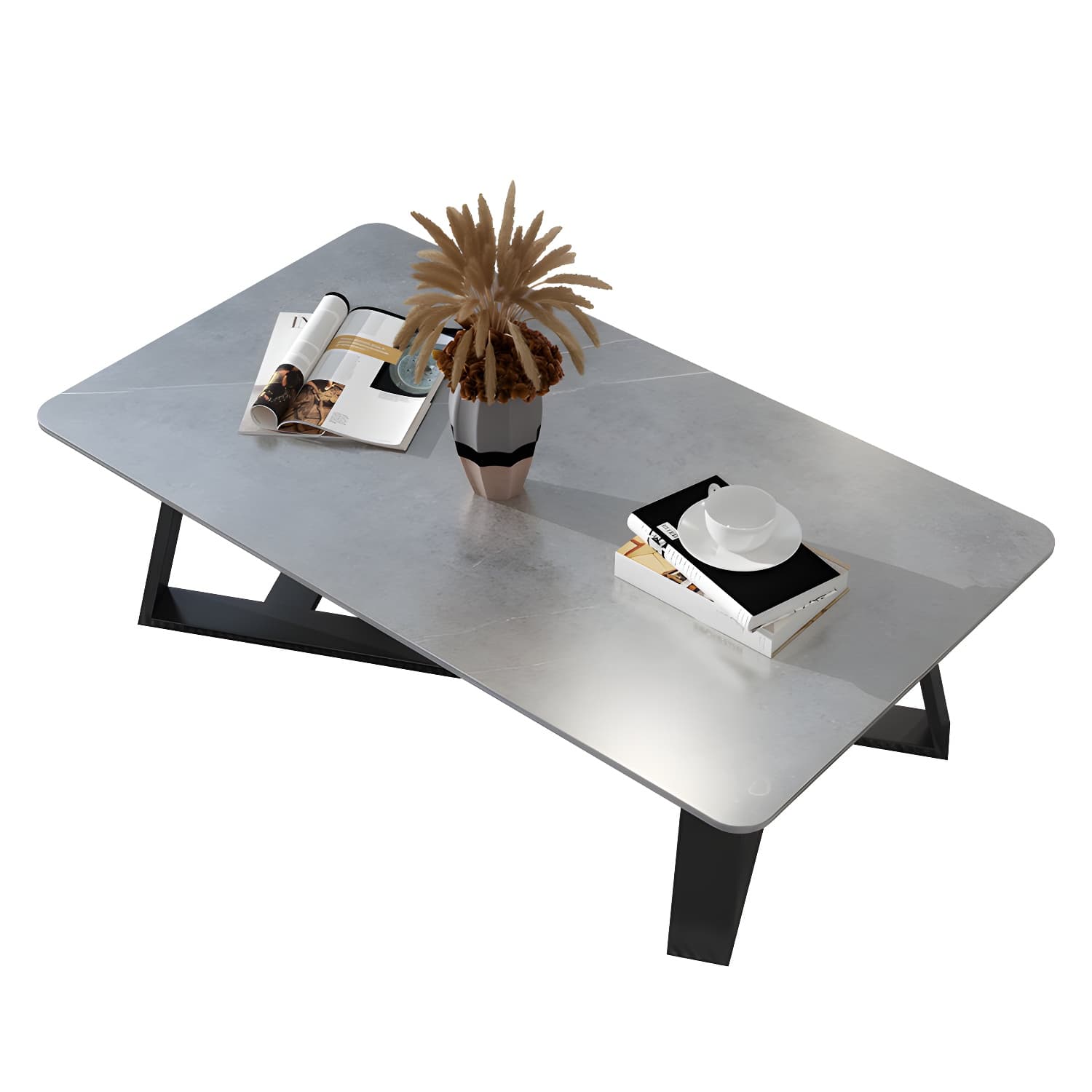 Marble Sled Coffee Table Modern Style Rectangular Cocktail Table thumbnail 8