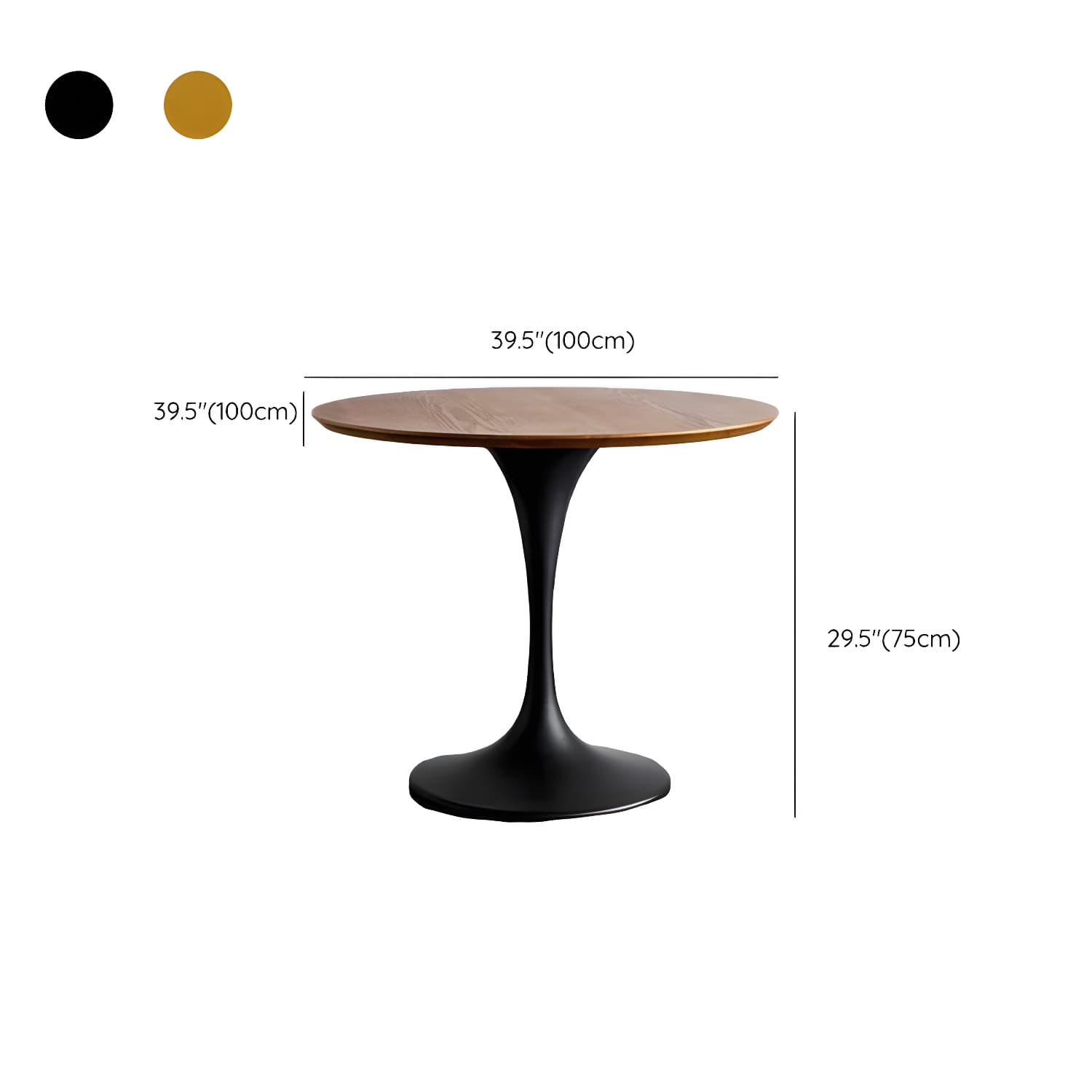 Scandinavian Standard Height Round Wood-Top Dining Table, Metal Tulip Base, Simple Assembly thumbnail 16