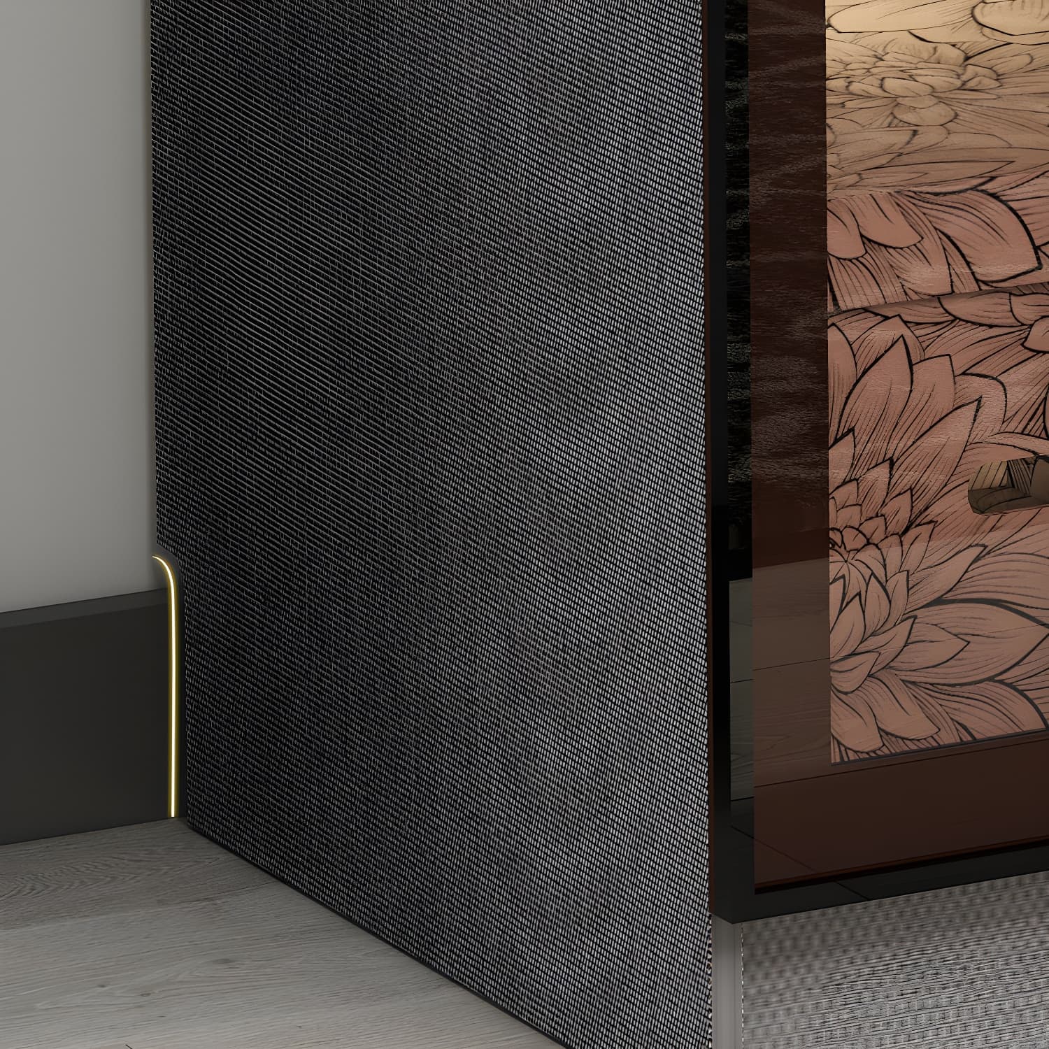 Modern Glass Hinged Doors Wardrobe Armoire Wood Frame Wardrobe with Shelves without Light thumbnail 7