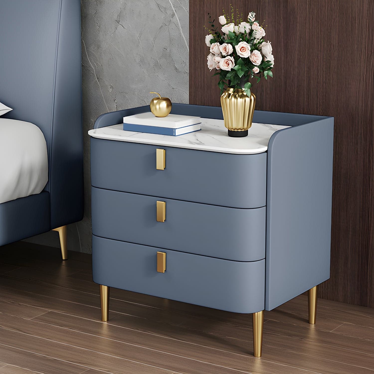 Contemporary Drawer Storage Bed Nightstand Wooden Night Table for Bedroom thumbnail 6