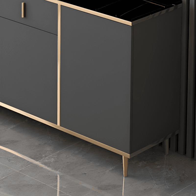 Art Deco Sideboard with 2 Drawers, Narrow/Standard Size, 3 Shelves, Sintered Stone Countertop, 4/3 Doors, Self-supporting thumbnail 9
