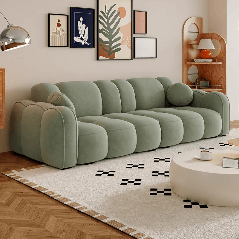 Modish Solid Color Standard Sofa Stain Resistant/Water Resistant Dove Grey/Apricot Color/Mocha with 2 Pillows & Armrest for 4 Person/3-seater thumbnail 3