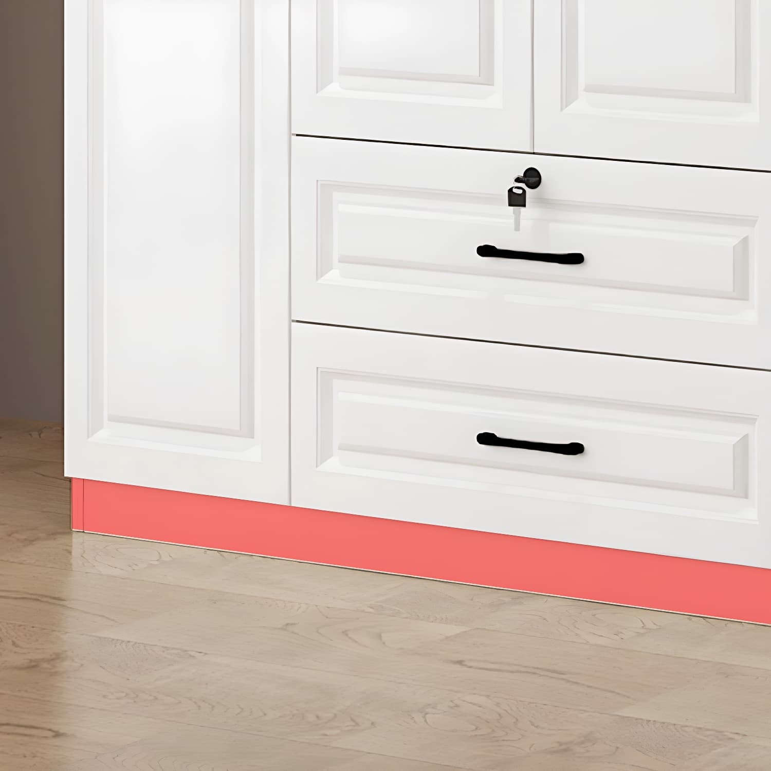 White Wood Wardrobe Armoire with Drawers, Shelves, and Clothing Rod thumbnail 8