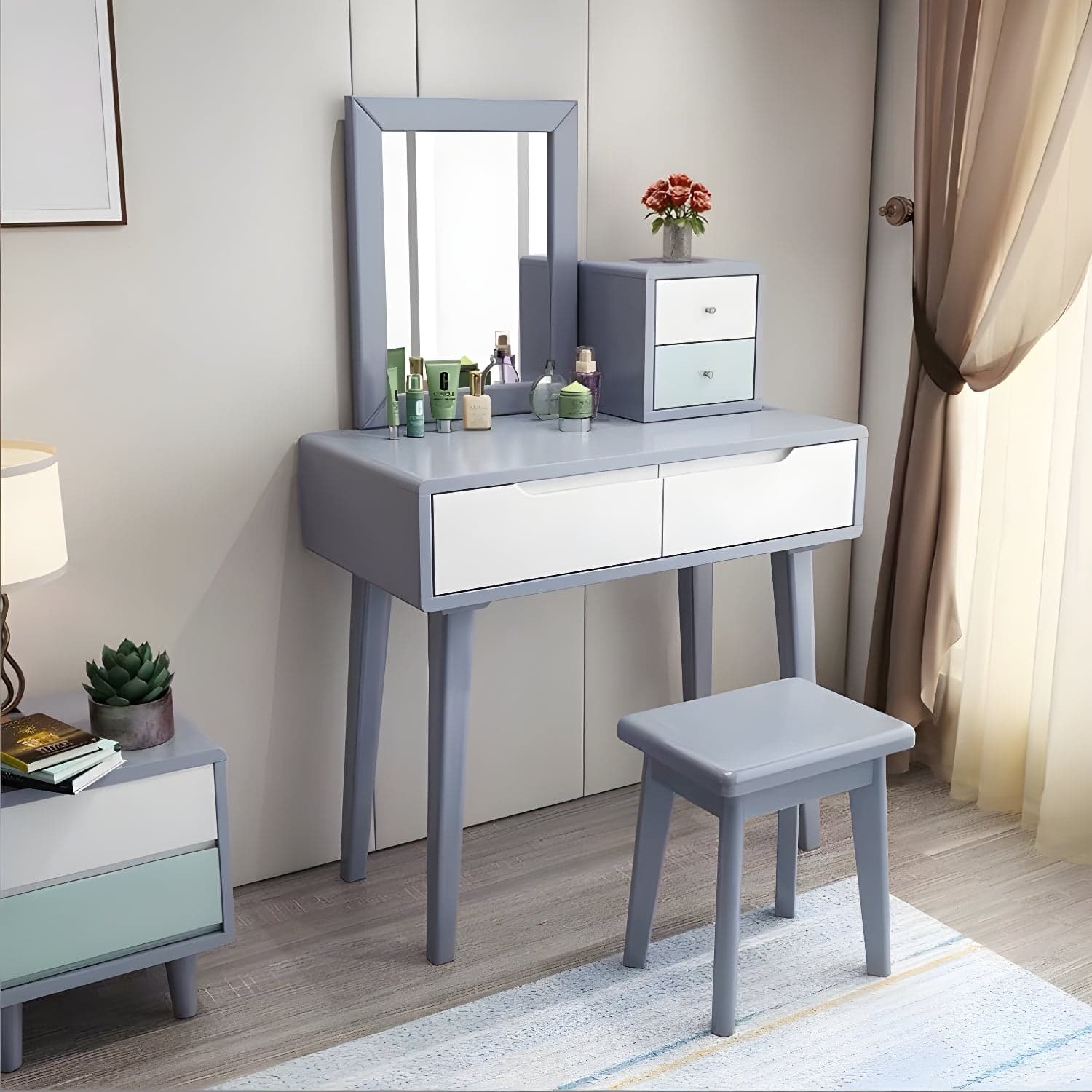 Traditions Make-up Vanity Solid Wood Bedroom With Drawer Dressing Table thumbnail 1