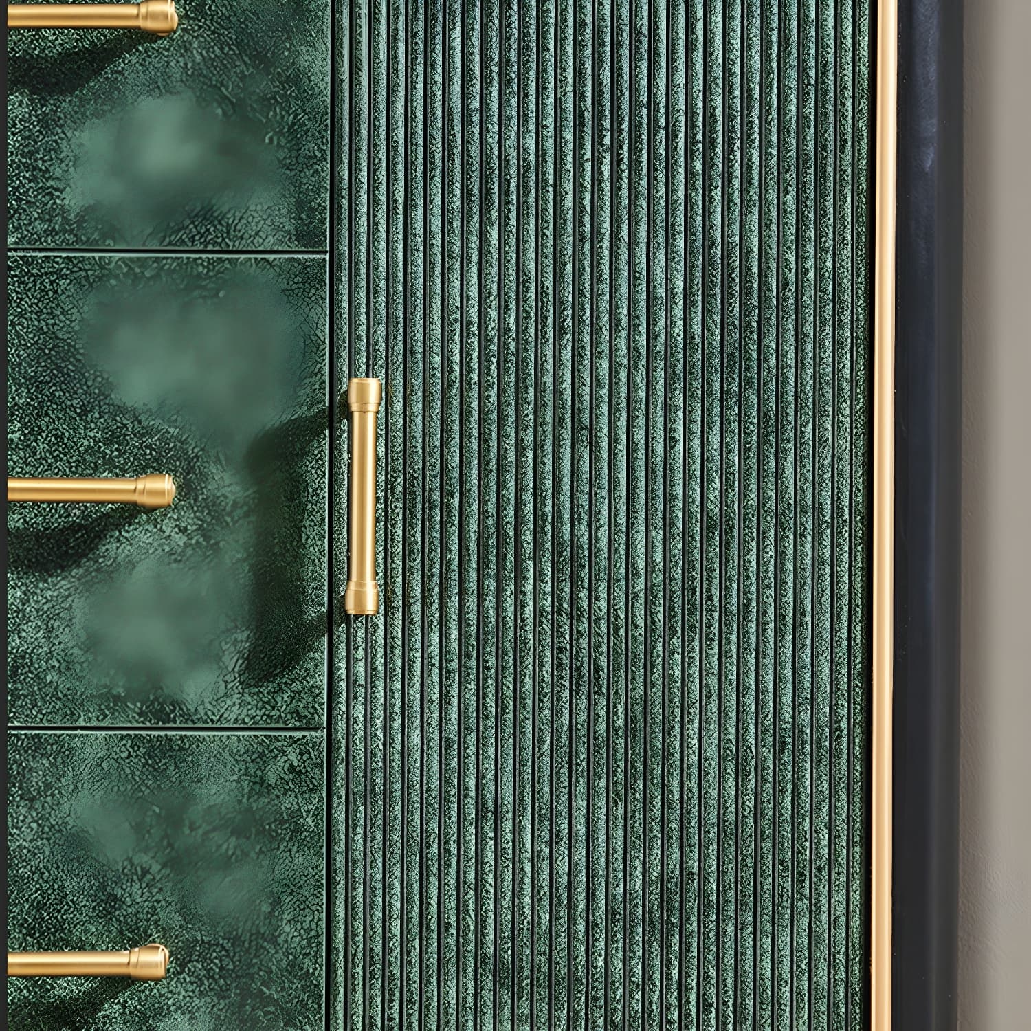 Glam Corner Accent Cabinet with Black Stone Countertop and Wood Base for Small Spaces thumbnail 8