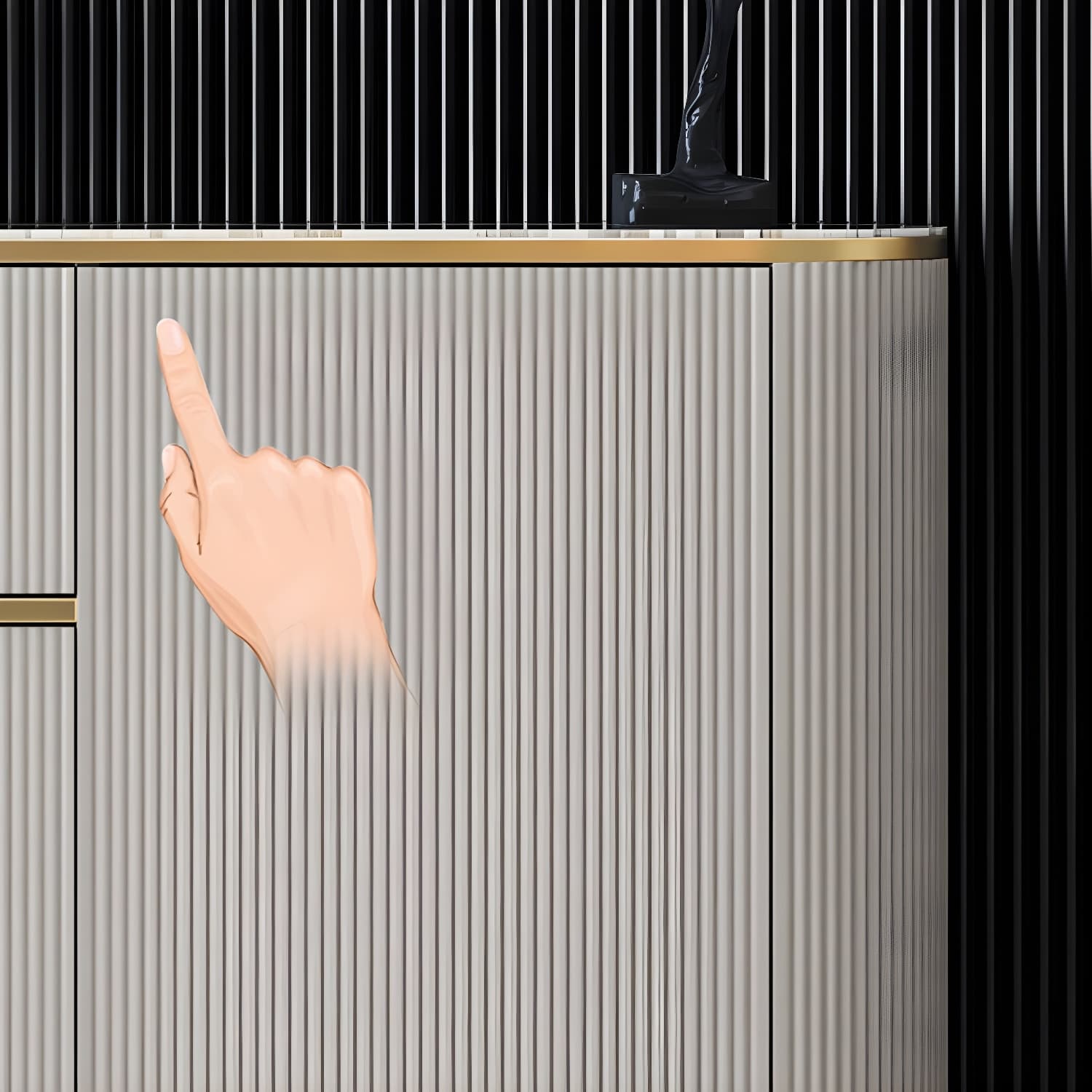 Glam Style Stone Top Sideboard Engineered Wood Side Board for Living Room thumbnail 11