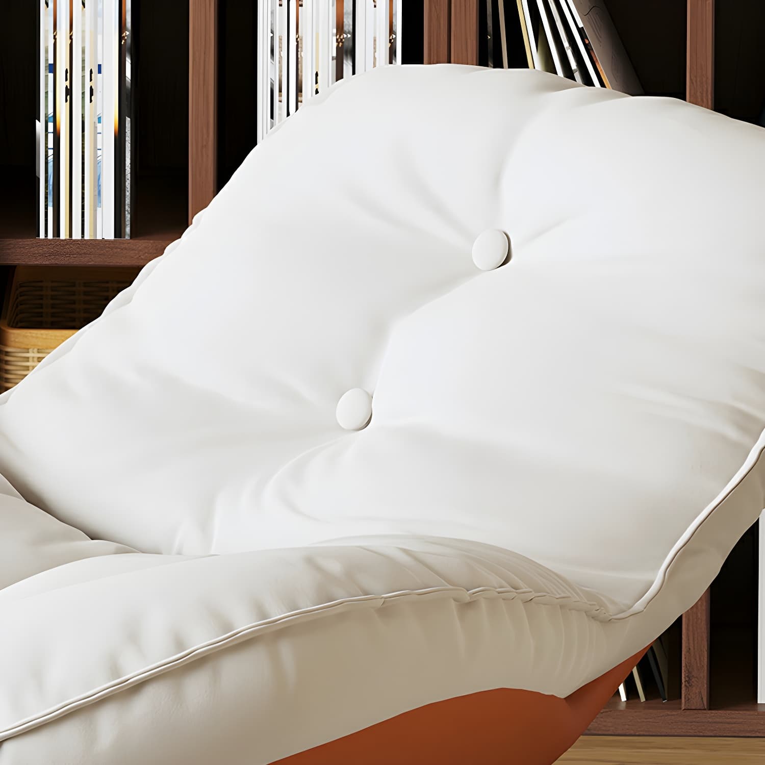 Contemporary Upholstered Rocking Chair with White Tufted Flannel Cushion and Solid Wood Legs thumbnail 11