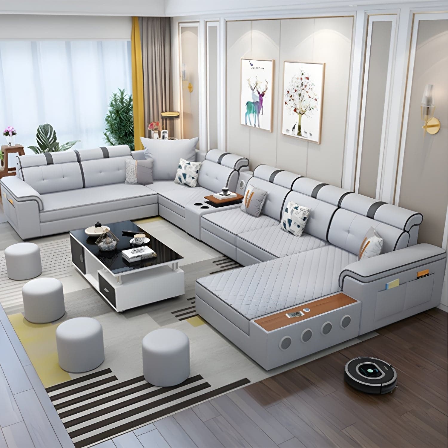 Modern Faux Leather Sofa Stain-Resistant Pillow Top Arm Furniture Sectionals thumbnail 5