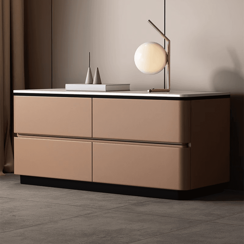 Modish Nightstand With Drawer Organization with 4 Drawers and Stone Tabletop thumbnail 7