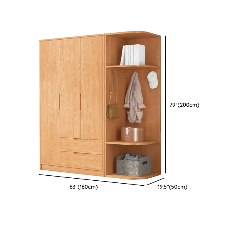 Wood Color Nordic Unfixed Wardrobe Closet thumbnail 41