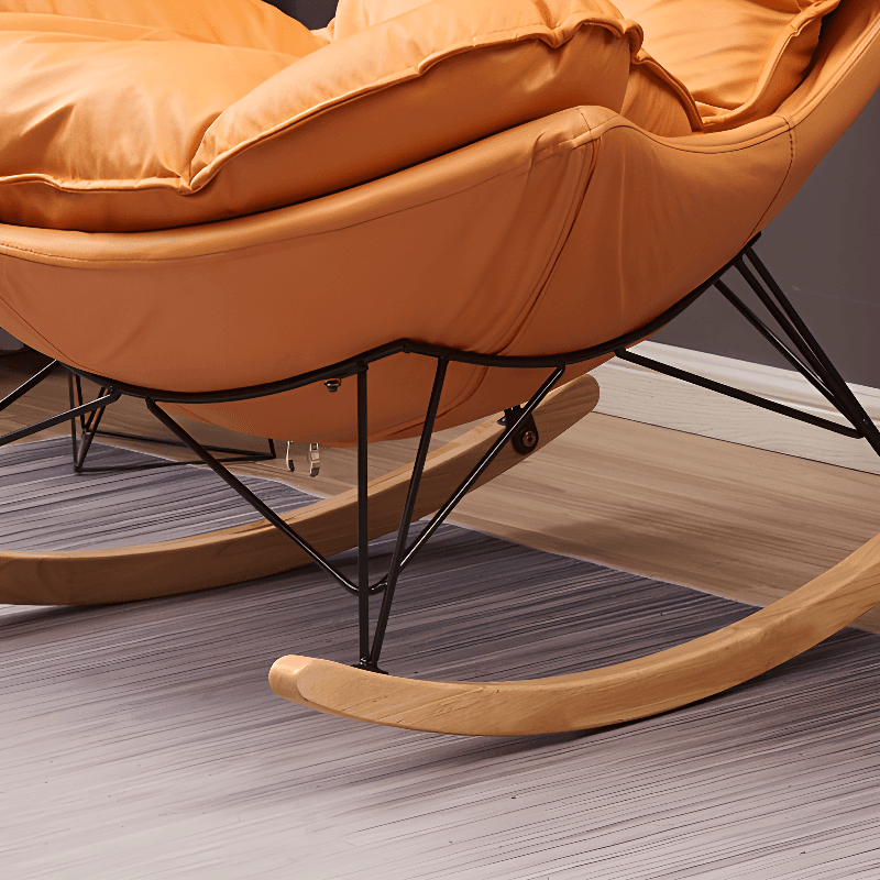 2-piece Stain Resistant Padded Rocking Accent Chair in Apricot Color with Footstool and Lumber Base in a Simple Style thumbnail 14