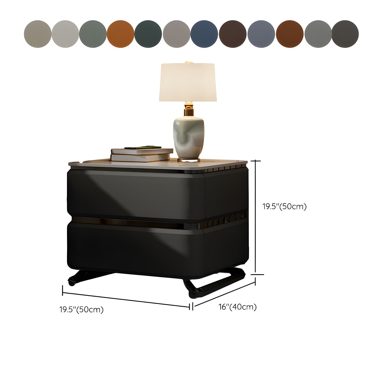 Small Modern Faux Leather Nightstand with Drawer Storage in Stone Finish thumbnail 28