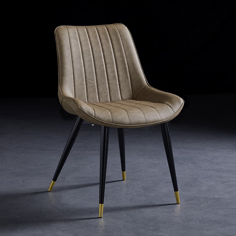 Outlined Faux Leather Upholstered Reliable Side Chair with Metal 4 Legs for Restaurant thumbnail 24