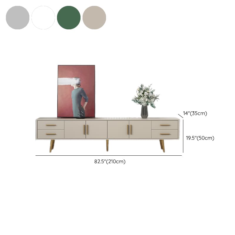 Glam Rectangle Manufactured Wood TV Stand with Adjustable Shelf thumbnail 17