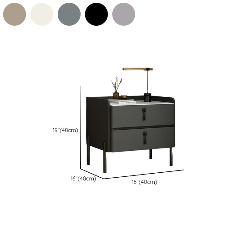 Stylish/Art Deco Drawer Storage Nightstand with 2 Drawers, Stone Countertop, and Leg thumbnail 14