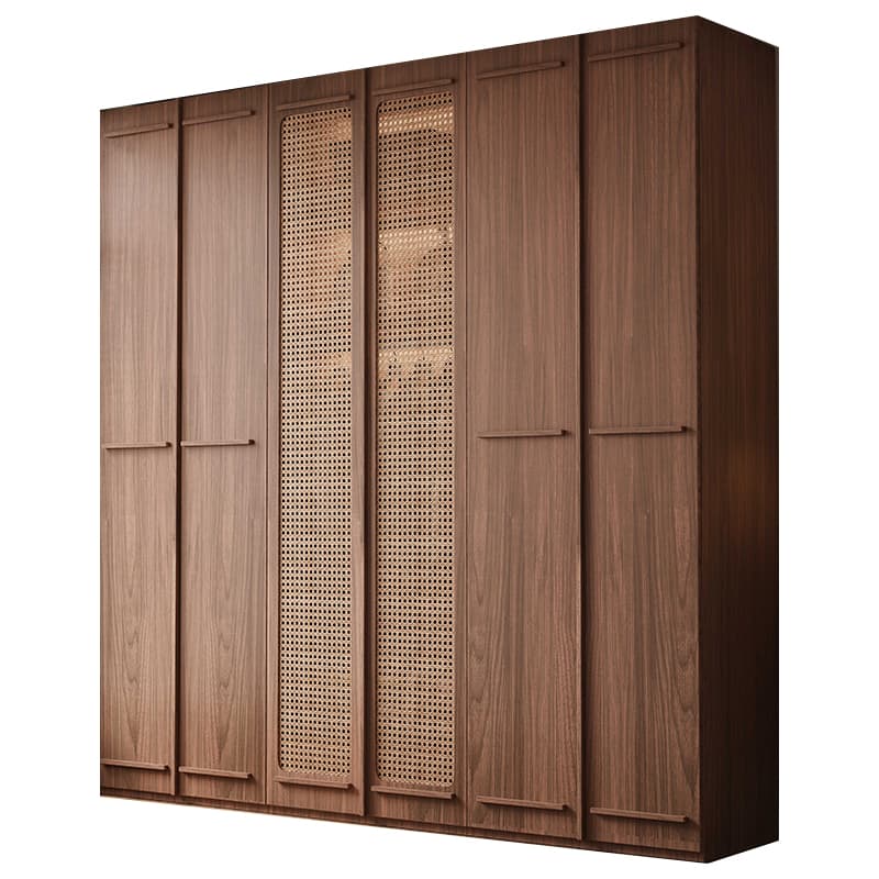 Simplistic Wood Color Timber Wardrobe Closet with Soft Close Door, Interior Shelves, and Hanging Rod thumbnail 4
