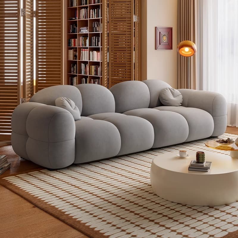 Versatile Grey/Blush/Amber Flannel Standard Sofa/Loveseat with Arm and Concealed Support thumbnail 3