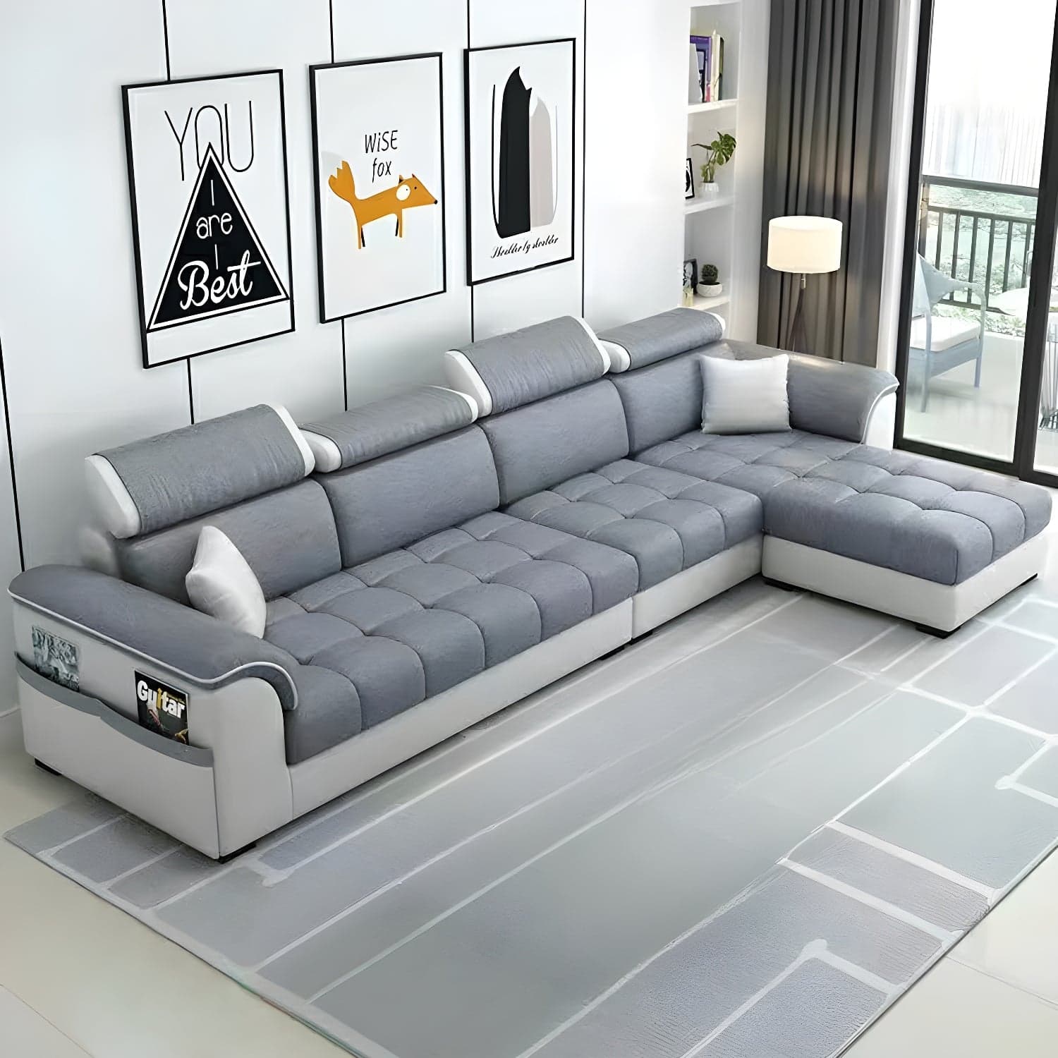 Contemporary L-Shaped Sectional Sofa with Adjustable Pillows and Storage thumbnail 8