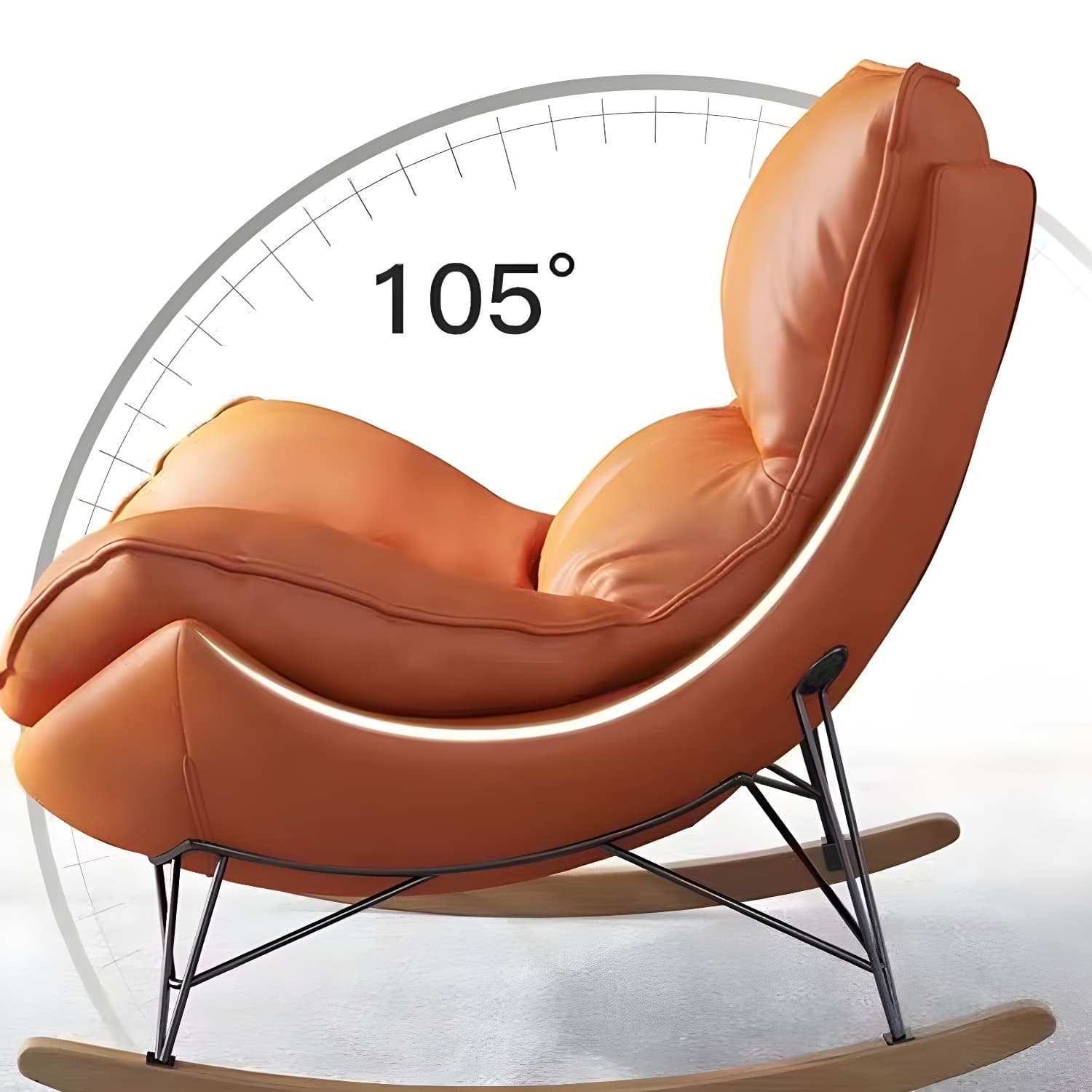 Contemporary Rocking Chair Faux Leather Waterproof Glider Chair with Removable Cushions thumbnail 15